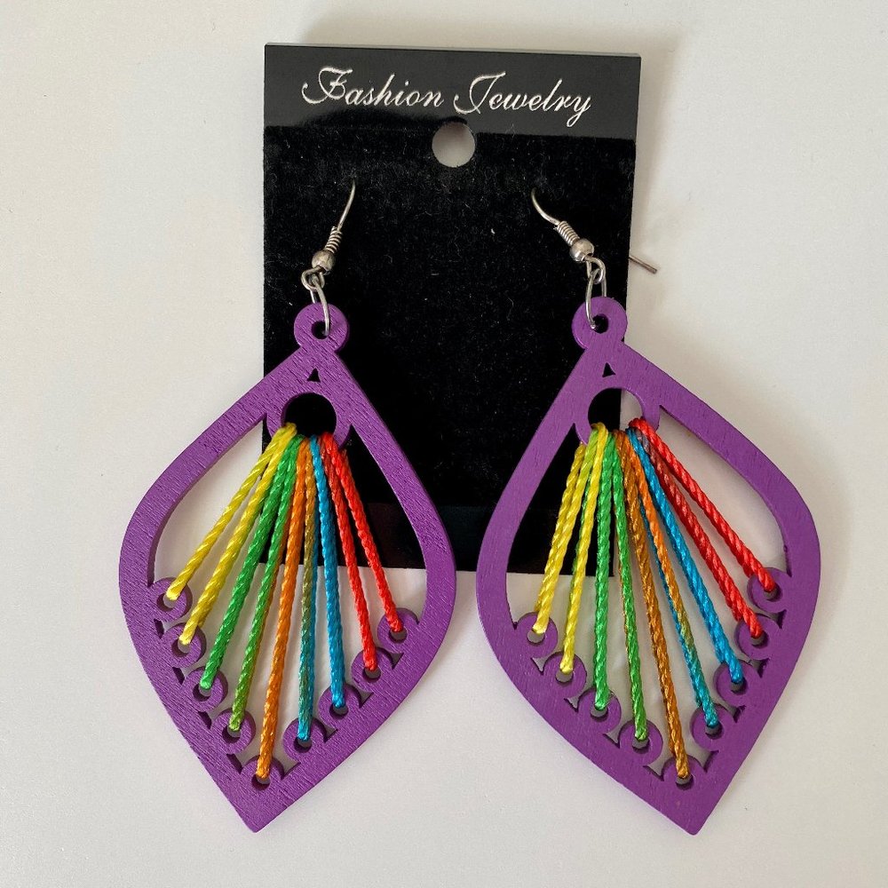 Geometric Wooden Bohemian Drop Earrings